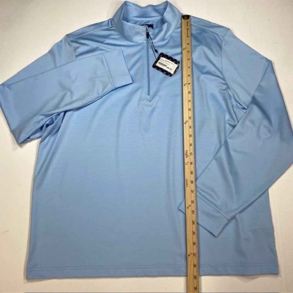 Tourney Men XL Light Blue Micro Stripe Quarter Zip Performance Golf Pullover NEW